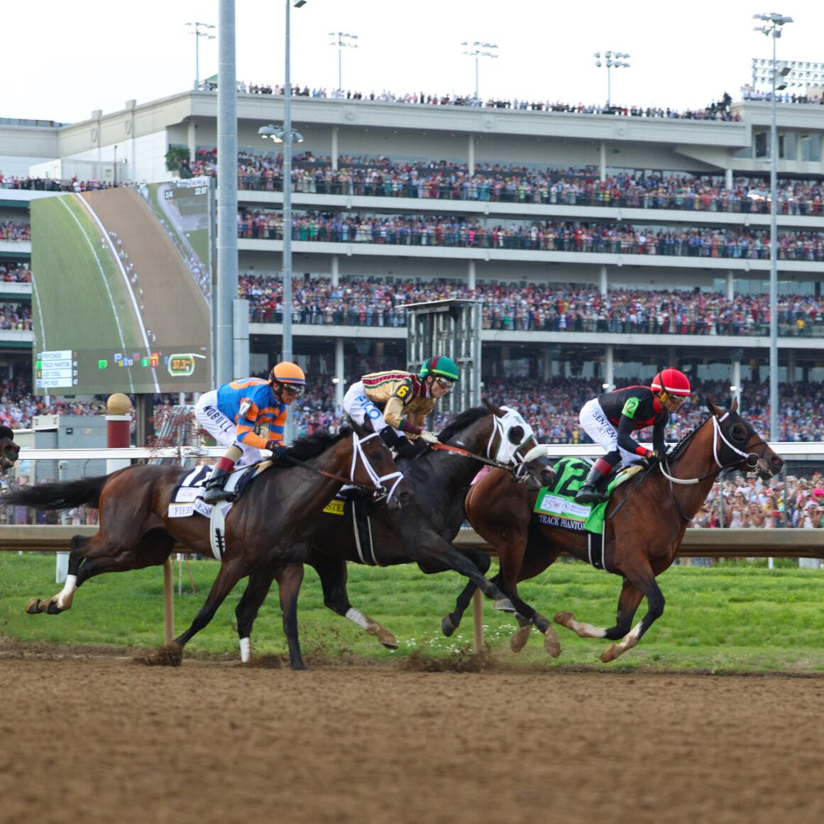 Horses race in Kentucky Derby 150.JPG